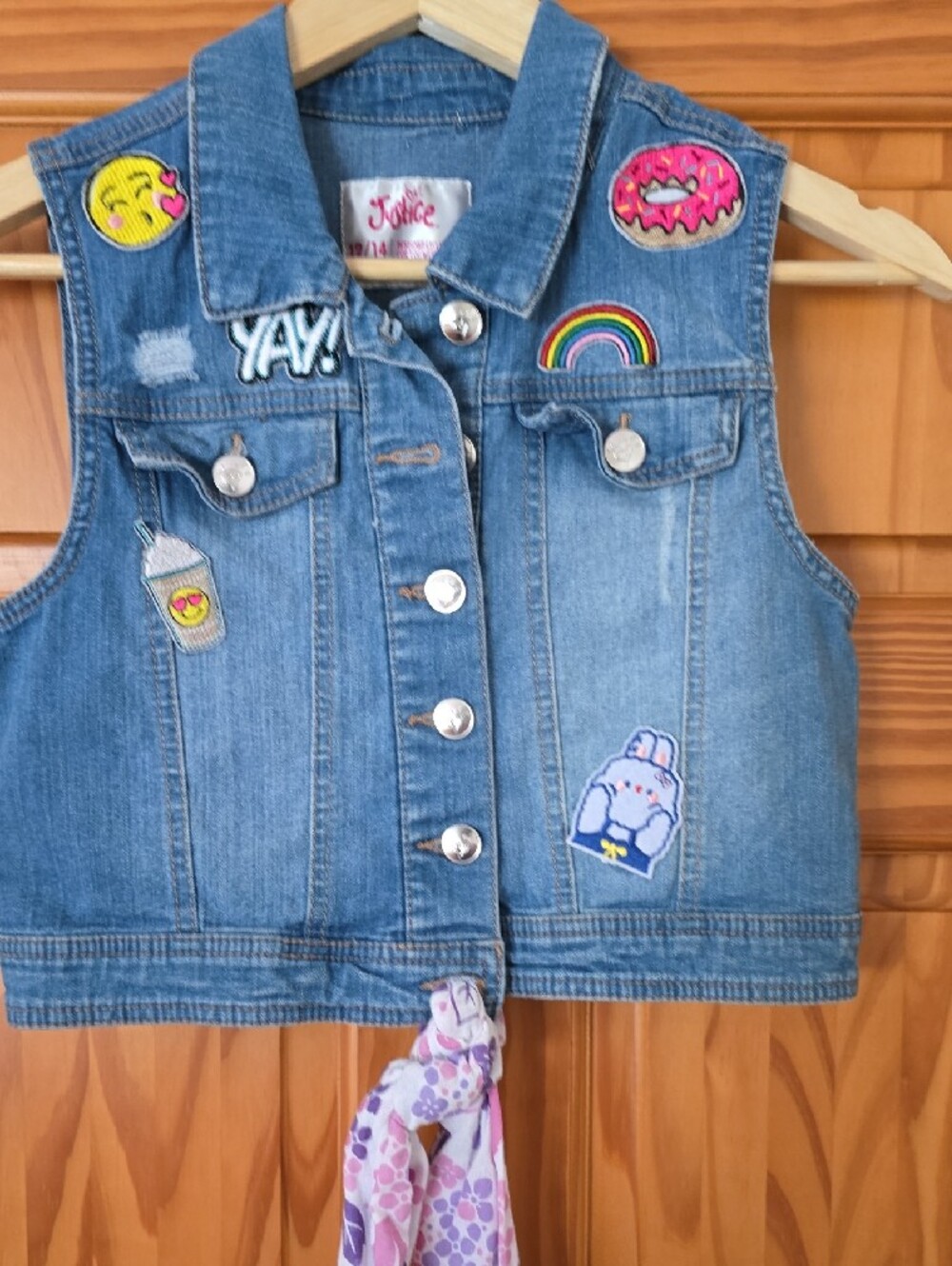 Cool Girls Reimiganed Denim Vest with Pink 'COOL' Patch and Fox Appliqué